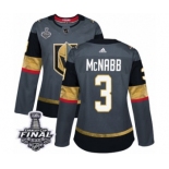 Women's Adidas Vegas Golden Knights #3 Brayden McNabb Authentic Gray Home 2018 Stanley Cup Final NHL Jersey