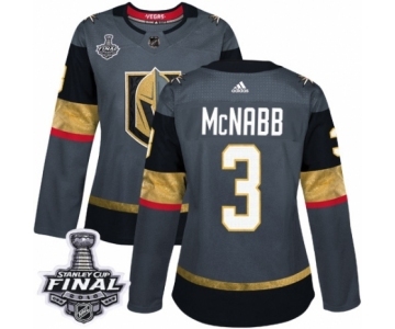 Women's Adidas Vegas Golden Knights #3 Brayden McNabb Authentic Gray Home 2018 Stanley Cup Final NHL Jersey