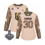 Women's Adidas Vegas Golden Knights #30 Malcolm Subban Authentic Camo Veterans Day Practice 2018 Stanley Cup Final NHL Jersey