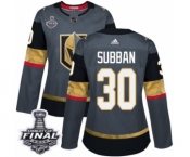 Women's Adidas Vegas Golden Knights #30 Malcolm Subban Authentic Gray Home 2018 Stanley Cup Final NHL Jersey