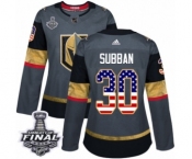 Women's Adidas Vegas Golden Knights #30 Malcolm Subban Authentic Gray USA Flag Fashion 2018 Stanley Cup Final NHL Jersey