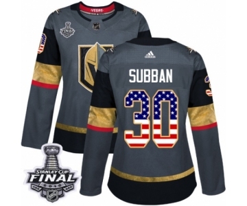 Women's Adidas Vegas Golden Knights #30 Malcolm Subban Authentic Gray USA Flag Fashion 2018 Stanley Cup Final NHL Jersey