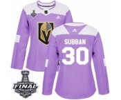 Women's Adidas Vegas Golden Knights #30 Malcolm Subban Authentic Purple Fights Cancer Practice 2018 Stanley Cup Final NHL Jersey