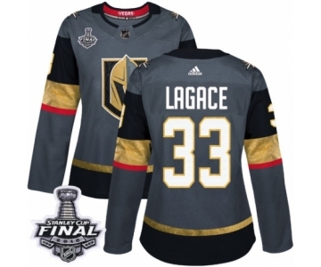 Women's Adidas Vegas Golden Knights #33 Maxime Lagace Authentic Gray Home 2018 Stanley Cup Final NHL Jersey