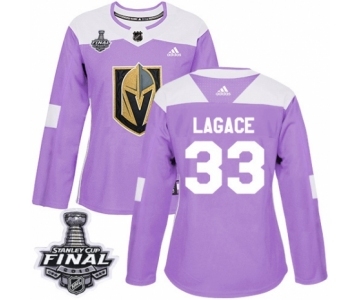 Women's Adidas Vegas Golden Knights #33 Maxime Lagace Authentic Purple Fights Cancer Practice 2018 Stanley Cup Final NHL Jersey