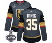 Women's Adidas Vegas Golden Knights #35 Oscar Dansk Authentic Gray Home 2018 Stanley Cup Final NHL Jersey