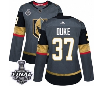 Women's Adidas Vegas Golden Knights #37 Reid Duke Authentic Gray Home 2018 Stanley Cup Final NHL Jersey