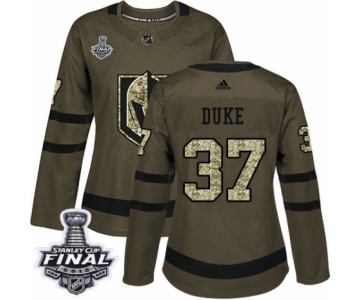 Women's Adidas Vegas Golden Knights #37 Reid Duke Authentic Green Salute to Service 2018 Stanley Cup Final NHL Jersey