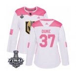 Women's Adidas Vegas Golden Knights #37 Reid Duke Authentic White-Pink Fashion 2018 Stanley Cup Final NHL Jersey