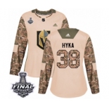 Women's Adidas Vegas Golden Knights #38 Tomas Hyka Authentic Camo Veterans Day Practice 2018 Stanley Cup Final NHL Jersey