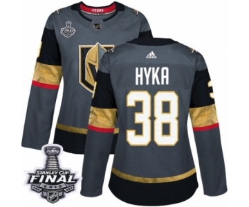 Women's Adidas Vegas Golden Knights #38 Tomas Hyka Authentic Gray Home 2018 Stanley Cup Final NHL Jersey