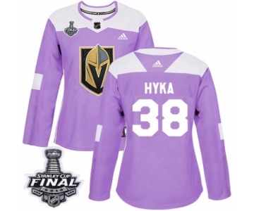 Women's Adidas Vegas Golden Knights #38 Tomas Hyka Authentic Purple Fights Cancer Practice 2018 Stanley Cup Final NHL Jersey