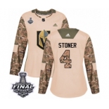 Women's Adidas Vegas Golden Knights #4 Clayton Stoner Authentic Camo Veterans Day Practice 2018 Stanley Cup Final NHL Jersey