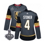 Women's Adidas Vegas Golden Knights #4 Clayton Stoner Authentic Gray Home 2018 Stanley Cup Final NHL Jersey