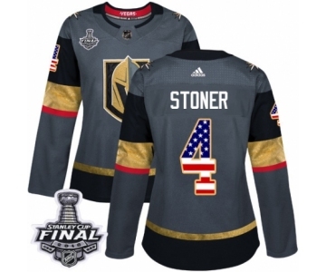 Women's Adidas Vegas Golden Knights #4 Clayton Stoner Authentic Gray USA Flag Fashion 2018 Stanley Cup Final NHL Jersey