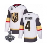 Women's Adidas Vegas Golden Knights #4 Clayton Stoner Authentic White Away 2018 Stanley Cup Final NHL Jersey