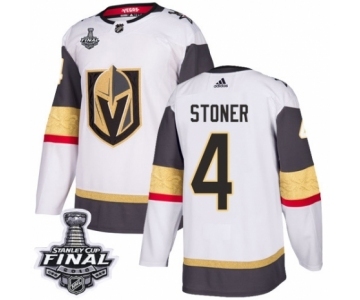 Women's Adidas Vegas Golden Knights #4 Clayton Stoner Authentic White Away 2018 Stanley Cup Final NHL Jersey