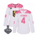 Women's Adidas Vegas Golden Knights #4 Clayton Stoner Authentic White-Pink Fashion 2018 Stanley Cup Final NHL Jersey