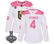 Women's Adidas Vegas Golden Knights #4 Clayton Stoner Authentic White-Pink Fashion 2018 Stanley Cup Final NHL Jersey