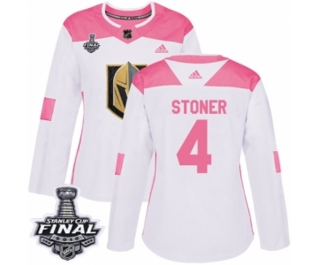 Women's Adidas Vegas Golden Knights #4 Clayton Stoner Authentic White-Pink Fashion 2018 Stanley Cup Final NHL Jersey