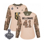 Women's Adidas Vegas Golden Knights #41 Pierre-Edouard Bellemare Authentic Camo Veterans Day Practice 2018 Stanley Cup Final NHL Jersey