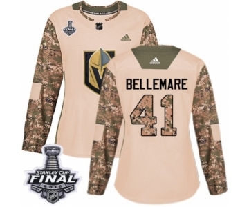 Women's Adidas Vegas Golden Knights #41 Pierre-Edouard Bellemare Authentic Camo Veterans Day Practice 2018 Stanley Cup Final NHL Jersey