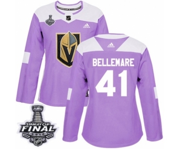 Women's Adidas Vegas Golden Knights #41 Pierre-Edouard Bellemare Authentic Purple Fights Cancer Practice 2018 Stanley Cup Final NHL Jersey