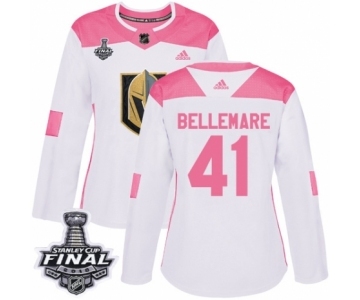 Women's Adidas Vegas Golden Knights #41 Pierre-Edouard Bellemare Authentic White-Pink Fashion 2018 Stanley Cup Final NHL Jersey