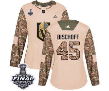 Women's Adidas Vegas Golden Knights #45 Jake Bischoff Authentic Camo Veterans Day Practice 2018 Stanley Cup Final NHL Jersey