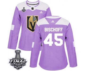 Women's Adidas Vegas Golden Knights #45 Jake Bischoff Authentic Purple Fights Cancer Practice 2018 Stanley Cup Final NHL Jersey