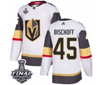 Women's Adidas Vegas Golden Knights #45 Jake Bischoff Authentic White Away 2018 Stanley Cup Final NHL Jersey