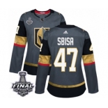 Women's Adidas Vegas Golden Knights #47 Luca Sbisa Authentic Gray Home 2018 Stanley Cup Final NHL Jersey