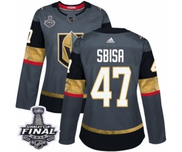 Women's Adidas Vegas Golden Knights #47 Luca Sbisa Authentic Gray Home 2018 Stanley Cup Final NHL Jersey