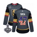 Women's Adidas Vegas Golden Knights #47 Luca Sbisa Authentic Gray USA Flag Fashion 2018 Stanley Cup Final NHL Jersey