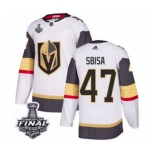 Women's Adidas Vegas Golden Knights #47 Luca Sbisa Authentic White Away 2018 Stanley Cup Final NHL Jersey