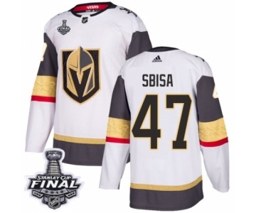 Women's Adidas Vegas Golden Knights #47 Luca Sbisa Authentic White Away 2018 Stanley Cup Final NHL Jersey