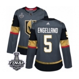 Women's Adidas Vegas Golden Knights #5 Deryk Engelland Authentic Gray Home 2018 Stanley Cup Final NHL Jersey