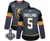 Women's Adidas Vegas Golden Knights #5 Deryk Engelland Authentic Gray Home 2018 Stanley Cup Final NHL Jersey