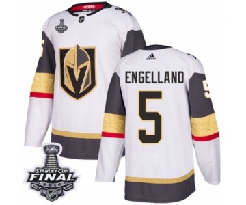 Women's Adidas Vegas Golden Knights #5 Deryk Engelland Authentic White Away 2018 Stanley Cup Final NHL Jersey