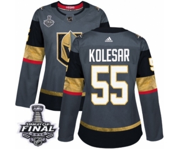 Women's Adidas Vegas Golden Knights #55 Keegan Kolesar Authentic Gray Home 2018 Stanley Cup Final NHL Jersey