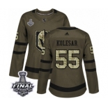 Women's Adidas Vegas Golden Knights #55 Keegan Kolesar Authentic Green Salute to Service 2018 Stanley Cup Final NHL Jersey