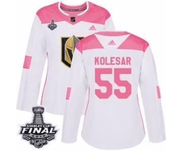 Women's Adidas Vegas Golden Knights #55 Keegan Kolesar Authentic White-Pink Fashion 2018 Stanley Cup Final NHL Jersey