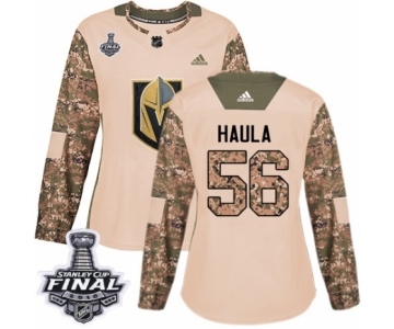 Women's Adidas Vegas Golden Knights #56 Erik Haula Authentic Camo Veterans Day Practice 2018 Stanley Cup Final NHL Jersey