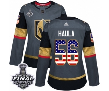 Women's Adidas Vegas Golden Knights #56 Erik Haula Authentic Gray USA Flag Fashion 2018 Stanley Cup Final NHL Jersey