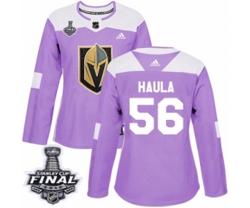 Women's Adidas Vegas Golden Knights #56 Erik Haula Authentic Purple Fights Cancer Practice 2018 Stanley Cup Final NHL Jersey