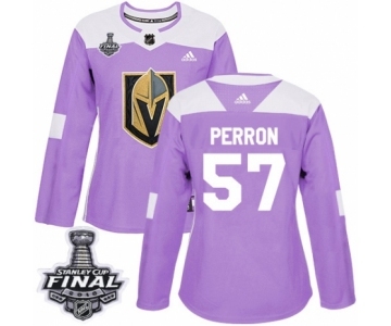 Women's Adidas Vegas Golden Knights #57 David Perron Authentic Purple Fights Cancer Practice 2018 Stanley Cup Final NHL Jersey