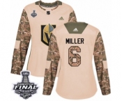 Women's Adidas Vegas Golden Knights #6 Colin Miller Authentic Camo Veterans Day Practice 2018 Stanley Cup Final NHL Jersey