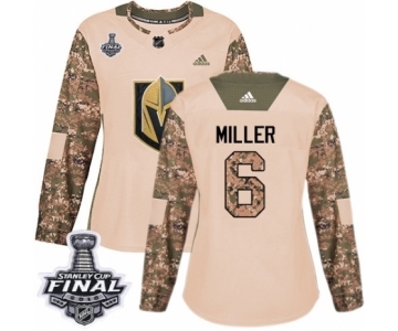 Women's Adidas Vegas Golden Knights #6 Colin Miller Authentic Camo Veterans Day Practice 2018 Stanley Cup Final NHL Jersey