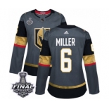 Women's Adidas Vegas Golden Knights #6 Colin Miller Authentic Gray Home 2018 Stanley Cup Final NHL Jersey