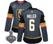 Women's Adidas Vegas Golden Knights #6 Colin Miller Authentic Gray Home 2018 Stanley Cup Final NHL Jersey